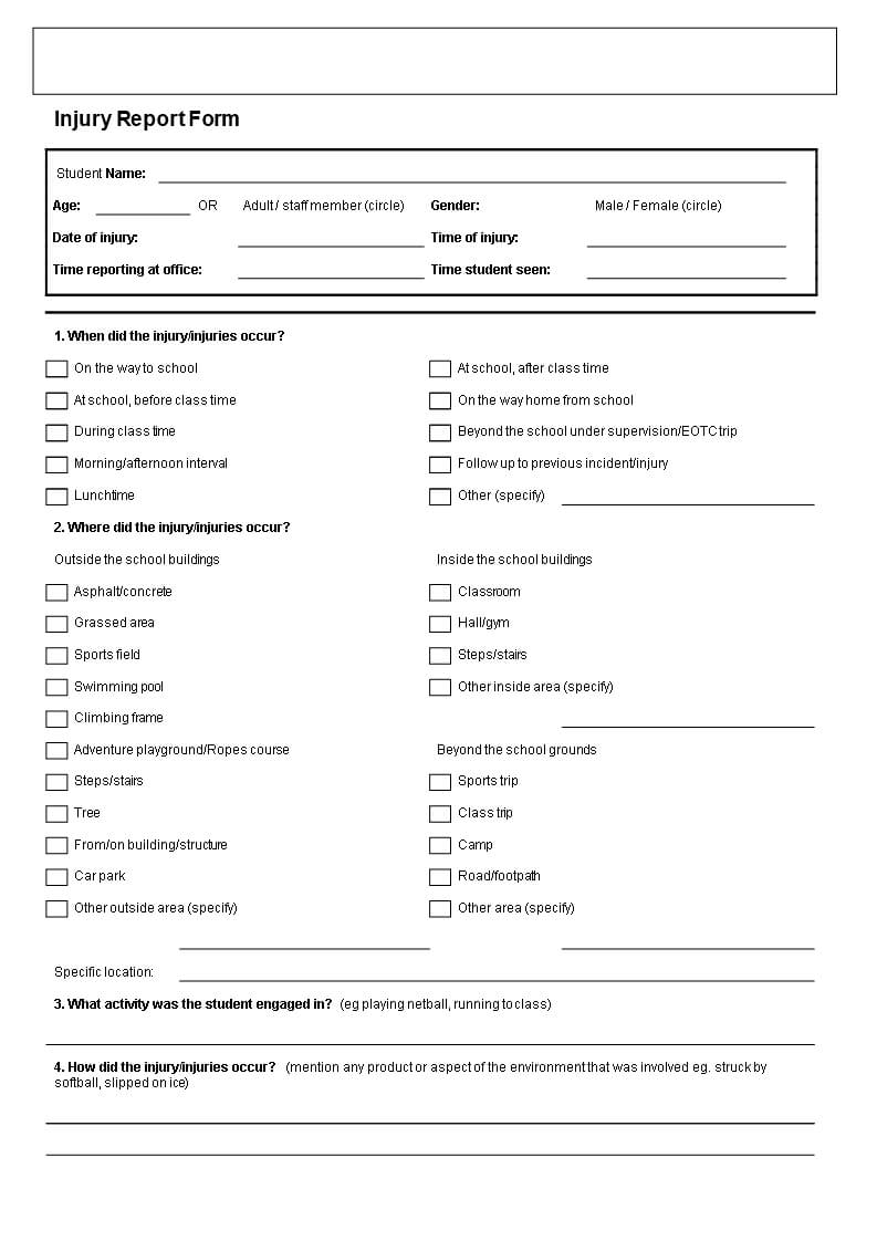 Student Injury Incident Report | Templates At Pertaining To School Incident Report Template