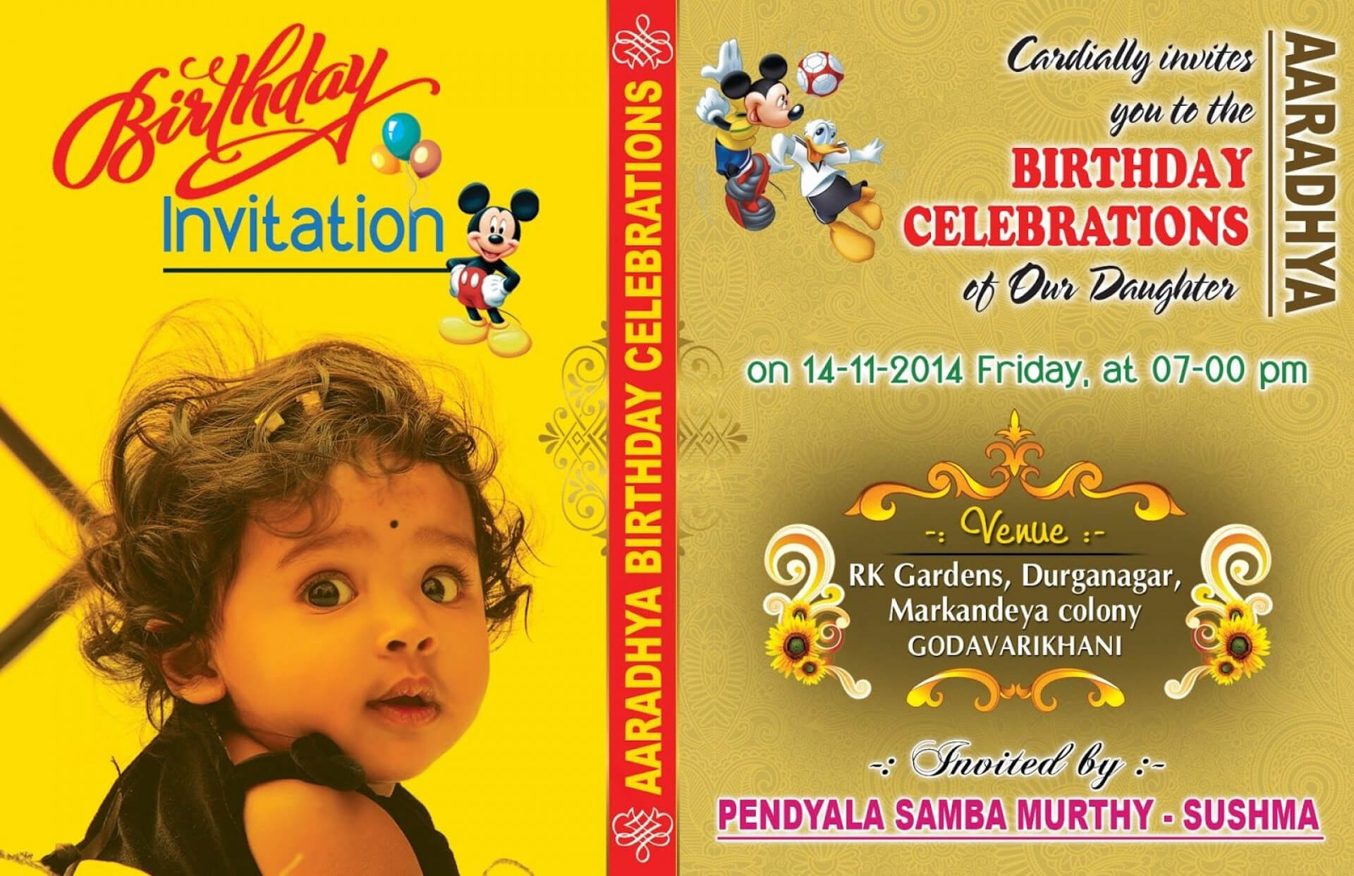 Stupendous Birthday Invitation Card Template Photoshop Free In First Birthday Invitation Card Template