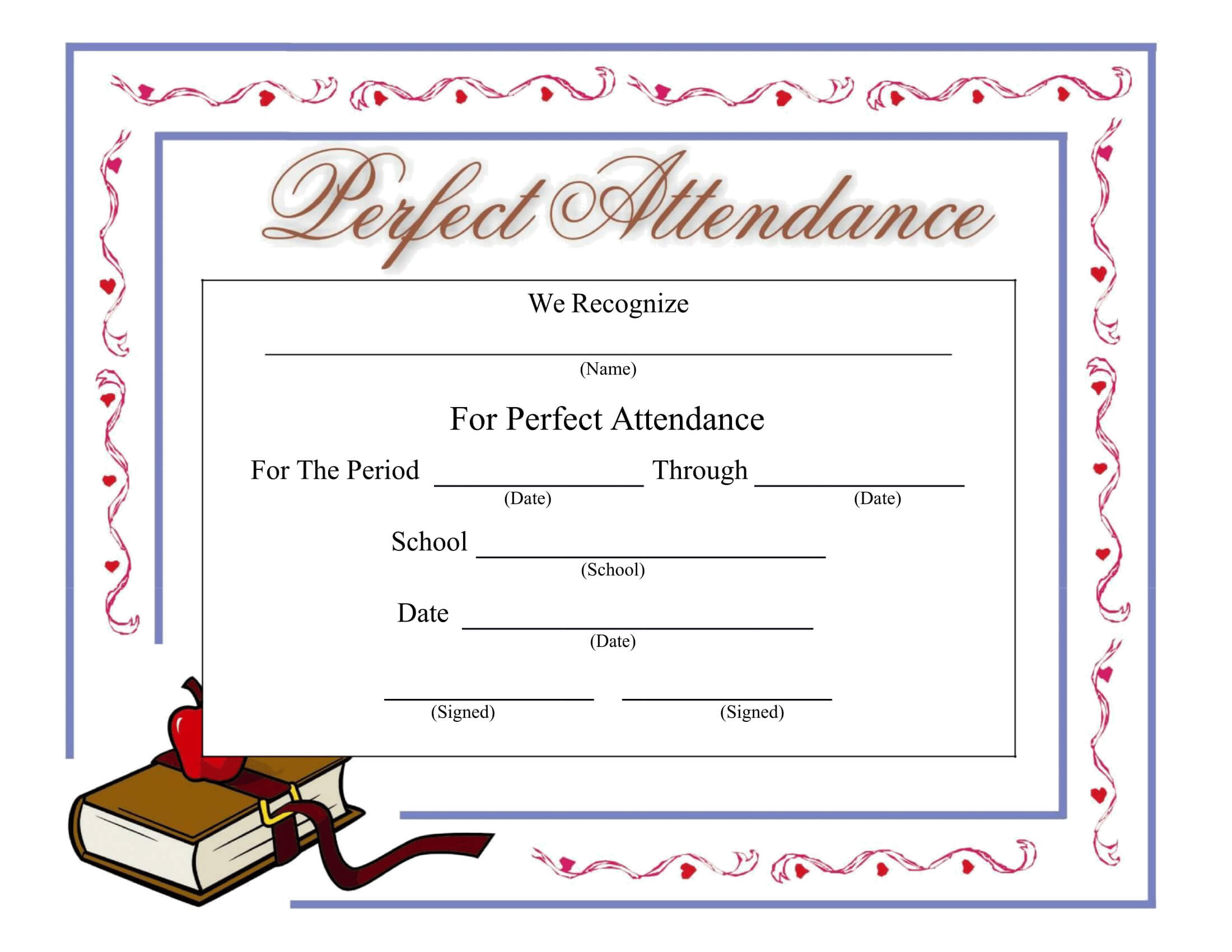 Stupendous Perfect Attendance Certificate Printable | Dora's Inside Vbs Certificate Template
