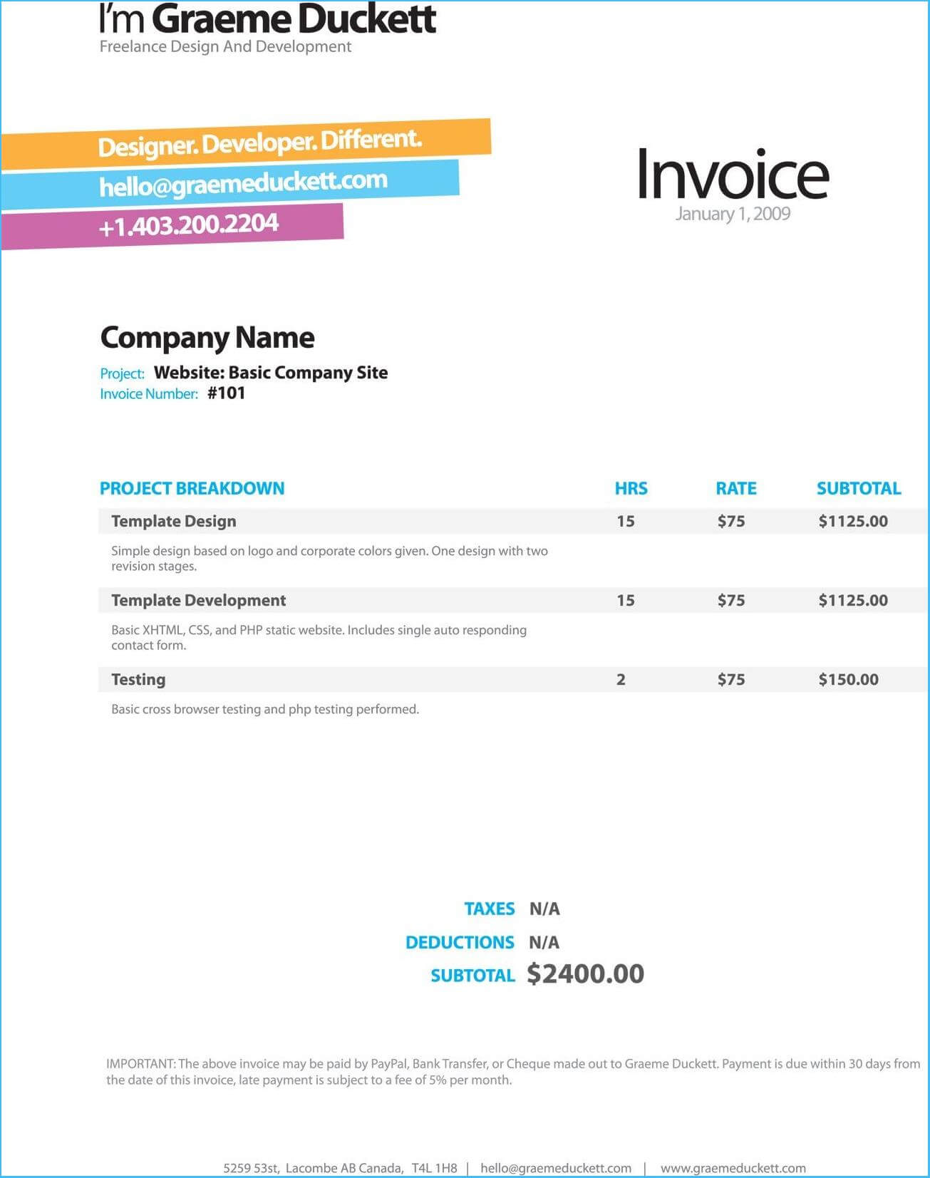 Stylish Australian Invoice Template Word As Free Templates Throughout Web Design Invoice Template Word