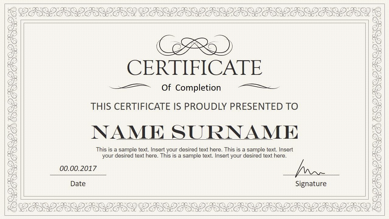 Stylish Certificate Powerpoint Templates Within Award Certificate Template Powerpoint