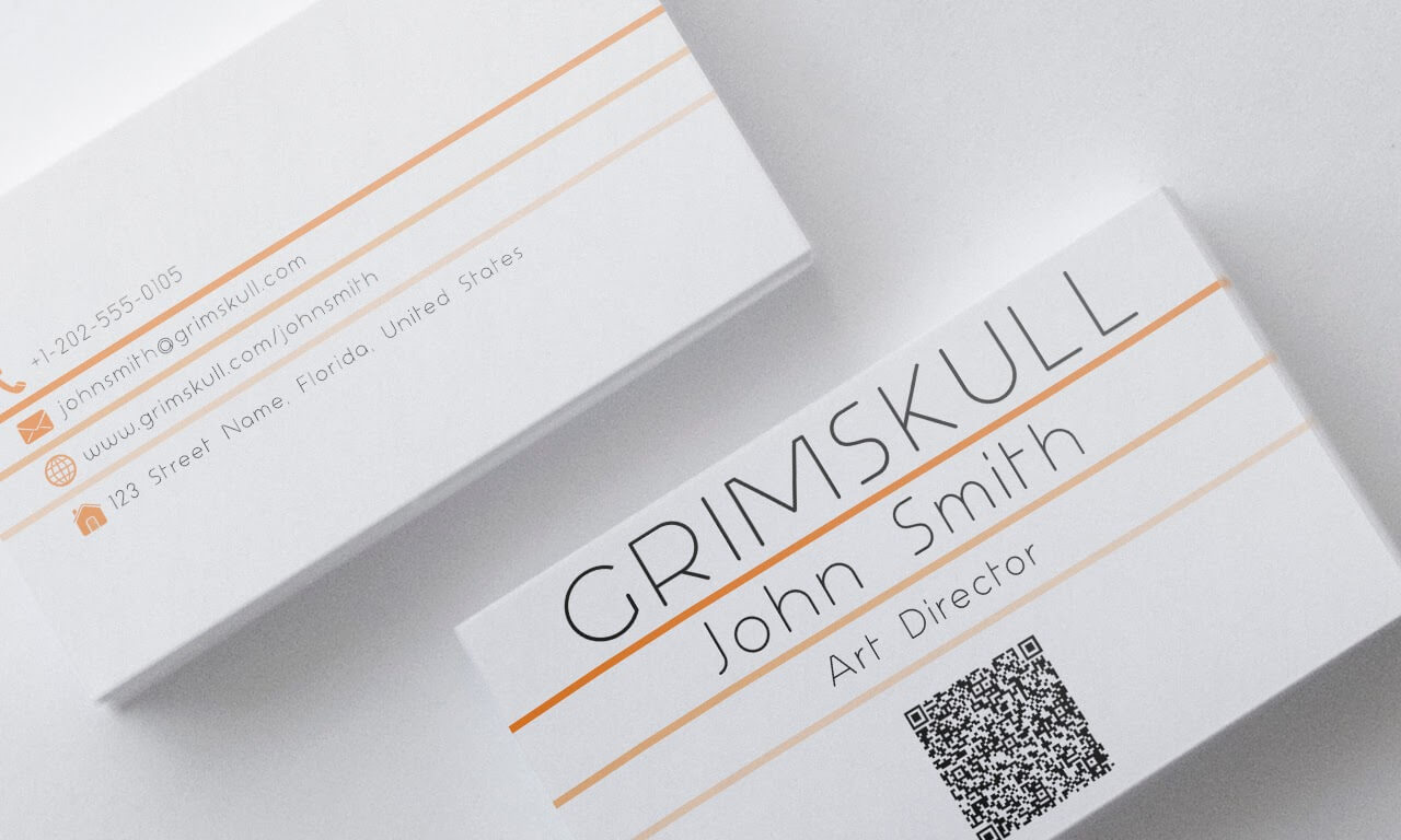 Subtle Orange Business Card Template | Grimskull Art Within Qr Code Business Card Template