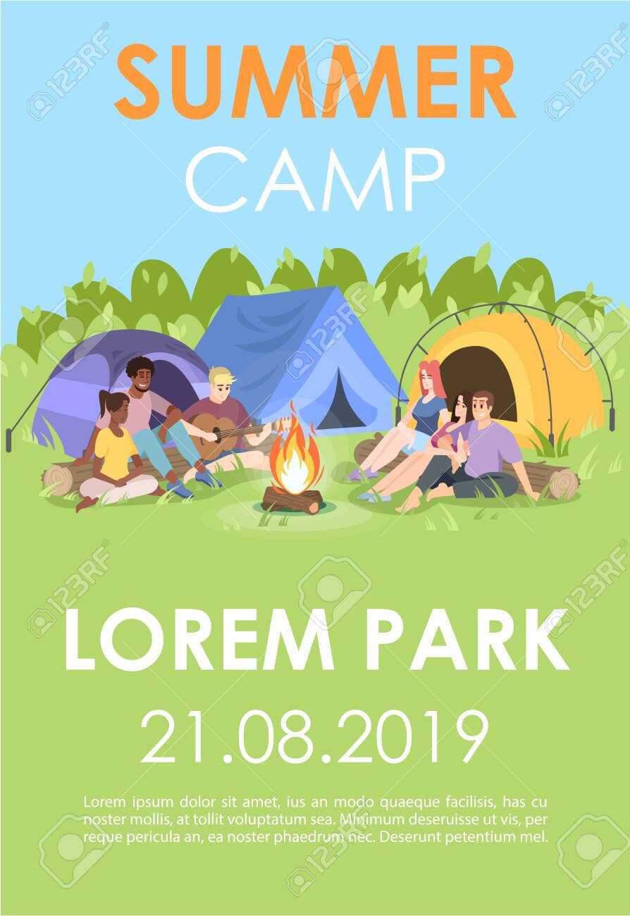 Summer Camp Brochure Template. Outdoor Recreation Flyer, Booklet,.. Pertaining To Summer Camp Brochure Template Free Download