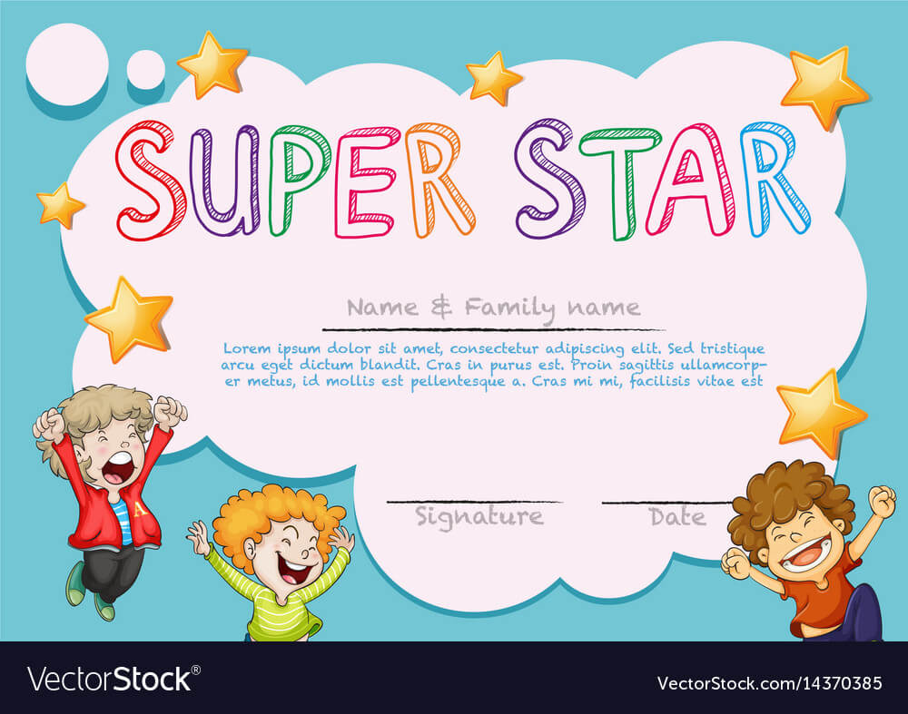 Super Star Award Template With Kids In Background Intended For Star Award Certificate Template