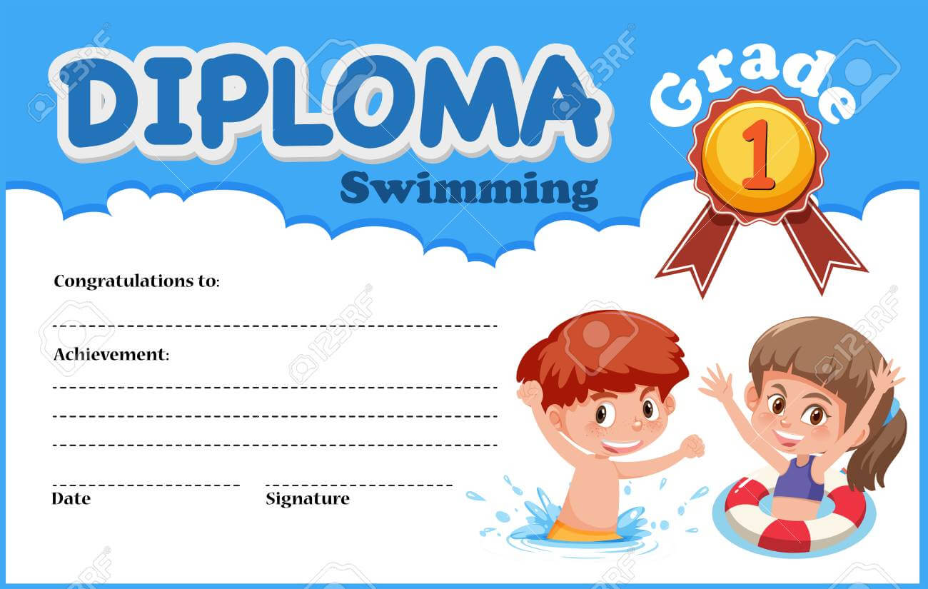 Swimming Diploma Certificate Template Illustration Pertaining To Swimming Certificate Templates Free