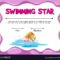 Swimming Star Certificate Template With Girl Pertaining To Star Certificate Templates Free