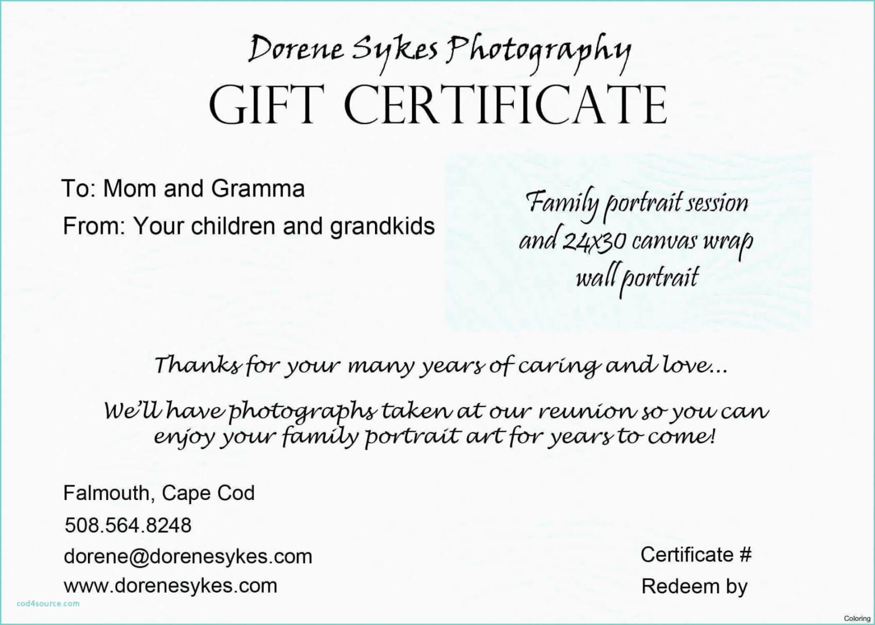 Tattoo Gift Certificate Template Inside Free Photography Gift Certificate Template