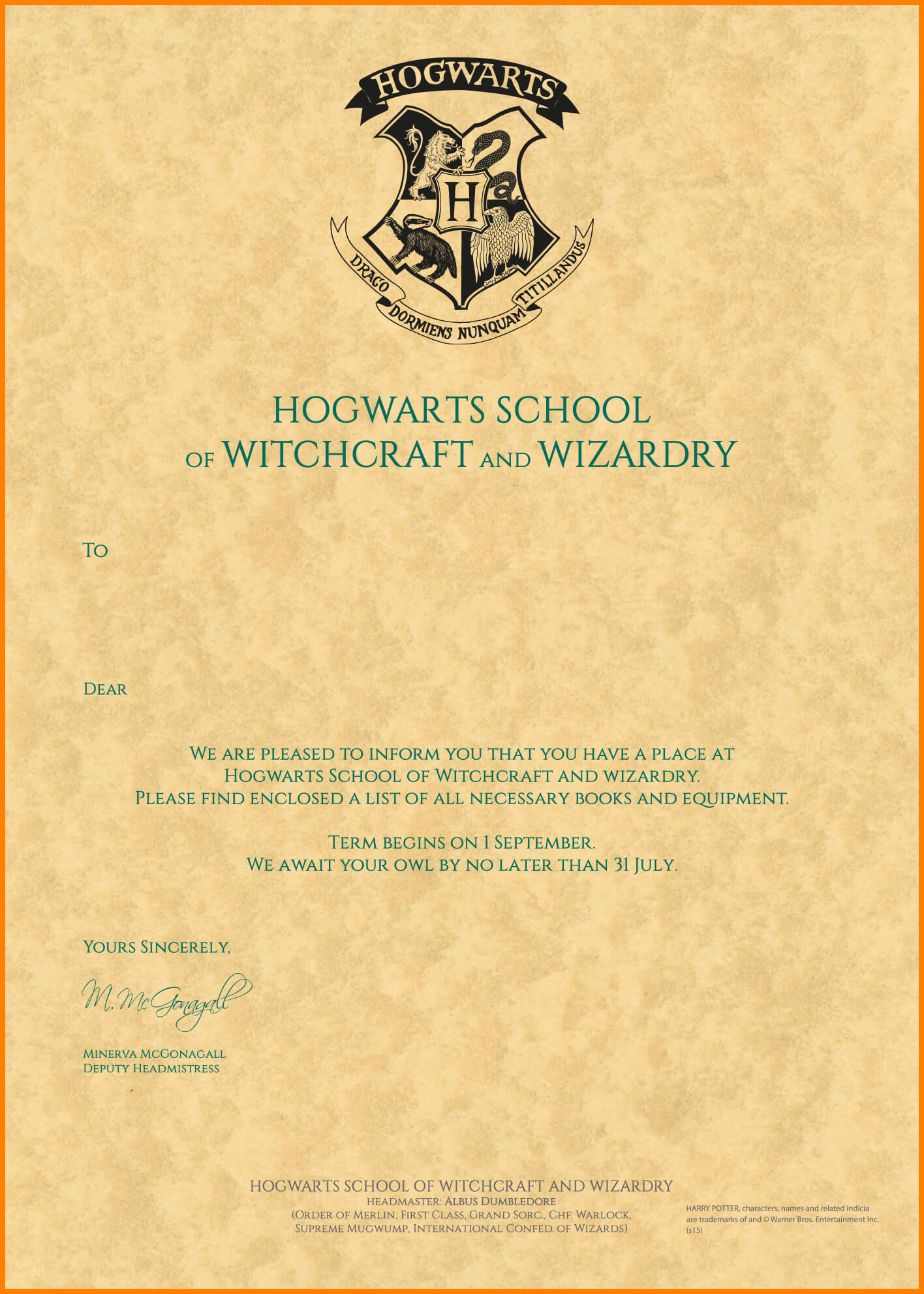 Template Beautiful Letter Template Envelope From Word With Harry Potter Certificate Template
