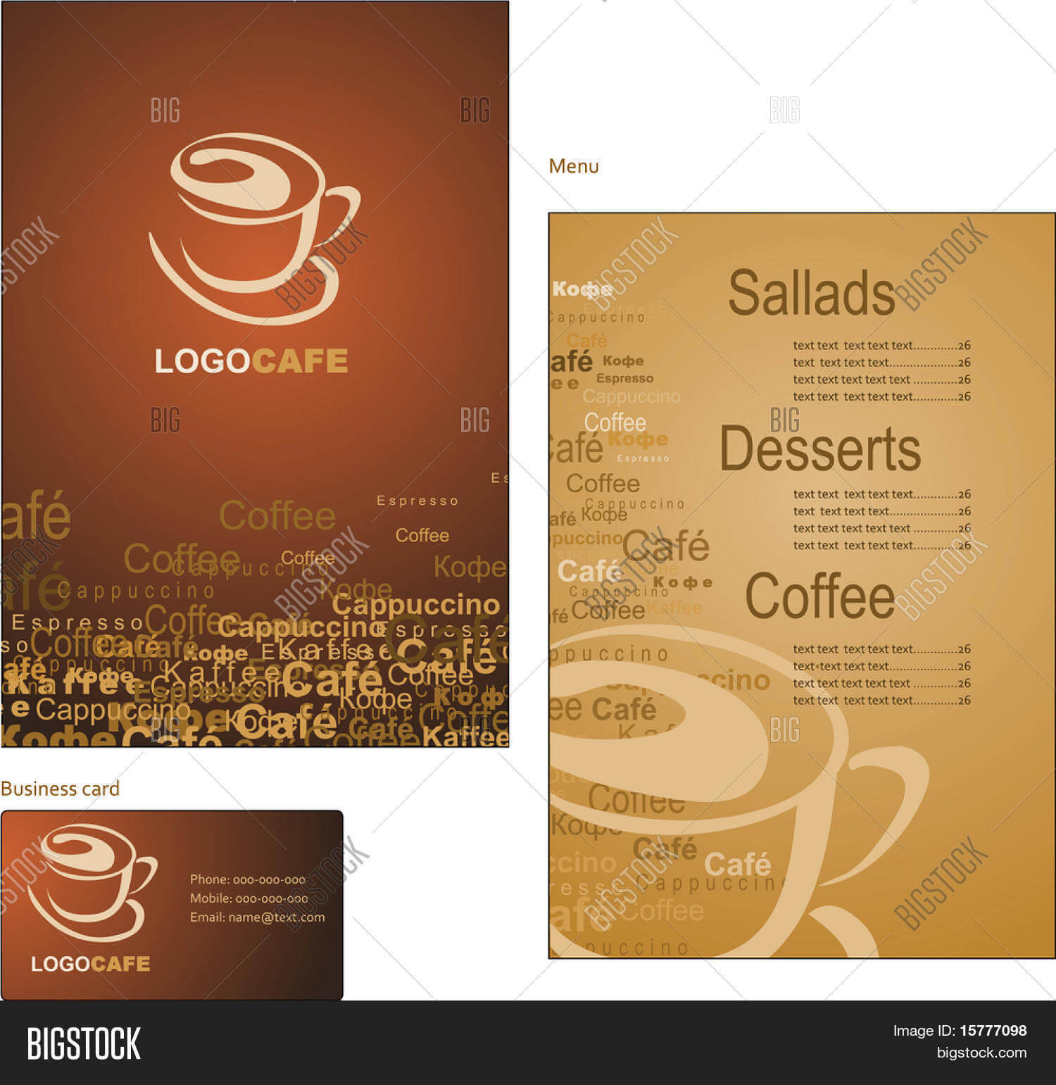 Template Designs Menu Vector & Photo (Free Trial) | Bigstock With Regard To Coffee Business Card Template Free