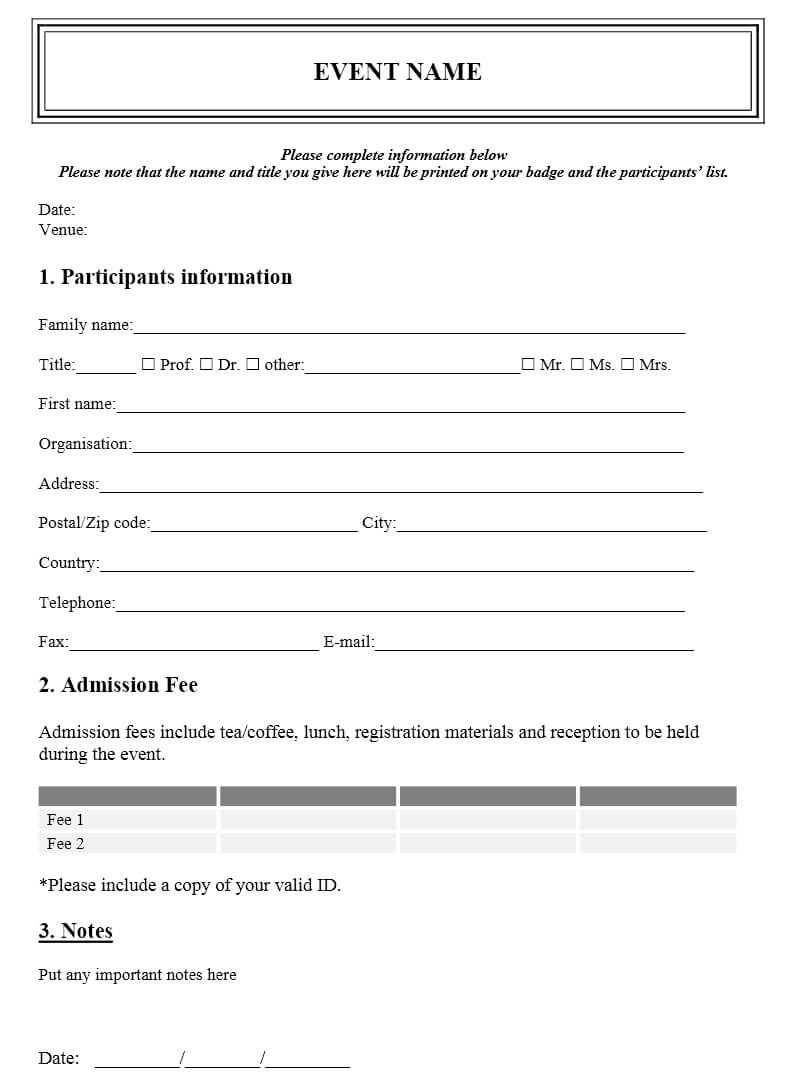 Template Form Word. Ms Word Printable Customer Feedback Form In Registration Form Template Word Free