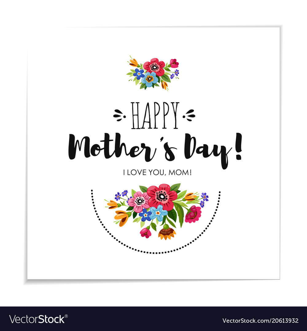 Template Happy Mothers Day Card With Flowers With Regard To Mothers Day Card Templates