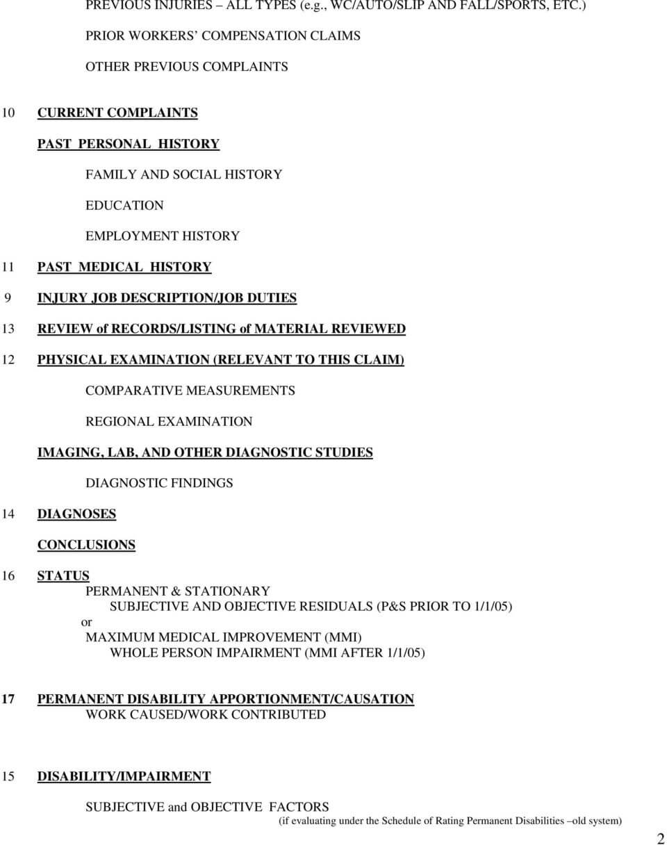 Template Medical Legal Report  Workers Compensation – Pdf Regarding Medical Legal Report Template