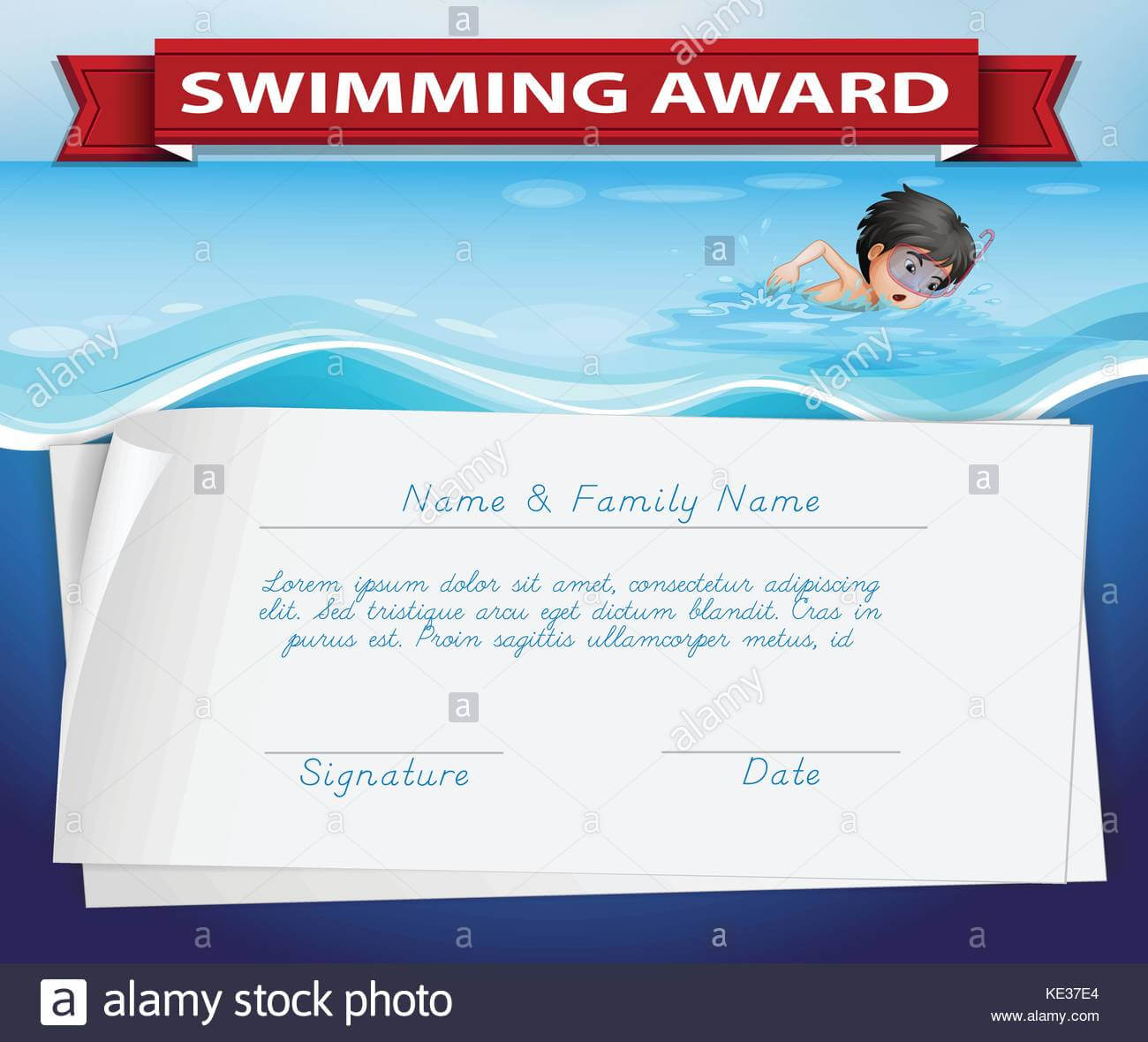 Template Of Certificate For Swimming Award Illustration With Swimming Award Certificate Template