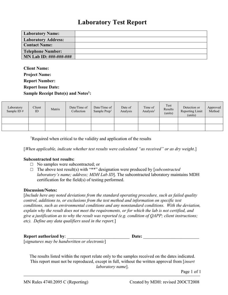 Test Report (Final Report To Client) Template (Word: 41Kb/1 Inside Test Result Report Template