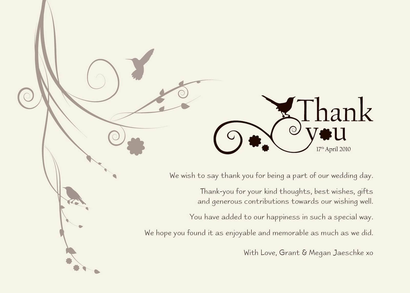 Thank You Card Templates Wedding – Zohre.horizonconsulting.co Intended For Thank You Note Card Template