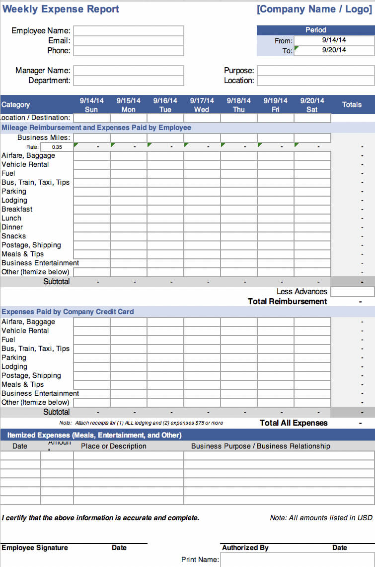 The 7 Best Expense Report Templates For Microsoft Excel Intended For Microsoft Word Expense Report Template