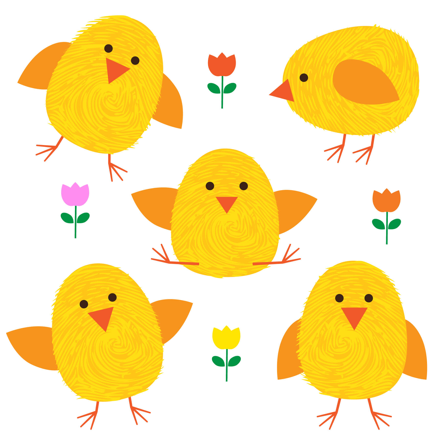 Thumbprint Easter Chicks And Flowers – Download Free Vectors Within Easter Chick Card Template