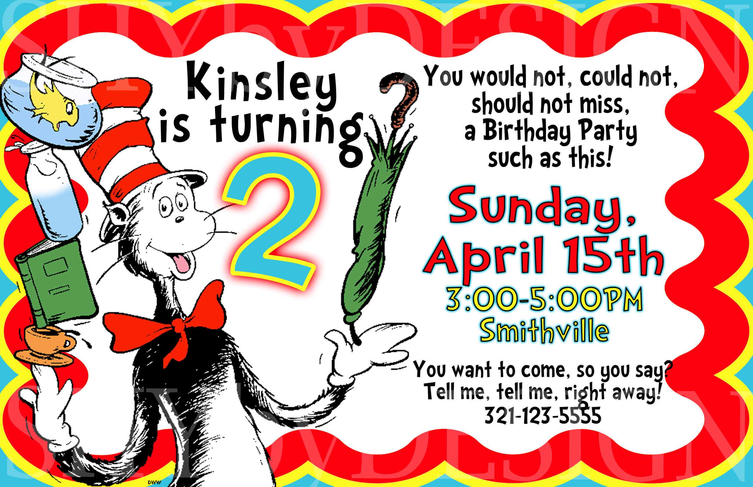 Tips Easy To Create Dr Seuss Birthday Invitations Designs Throughout Dr Seuss Birthday Card Template