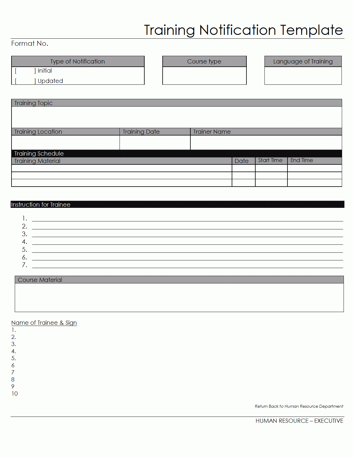 Training Notification Template – Inside Training Report Template Format