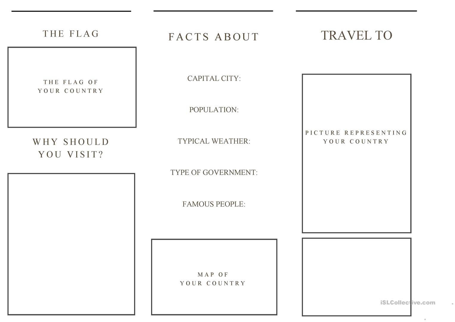 Travel Brochure Template And Example Brochure – English Esl Intended For Country Brochure Template