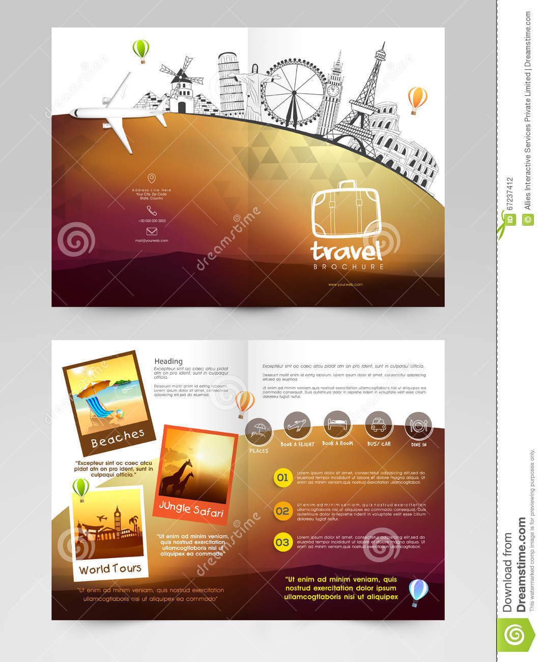 Travel Brochure, Template Or Flyer Design. Stock Pertaining To Travel And Tourism Brochure Templates Free