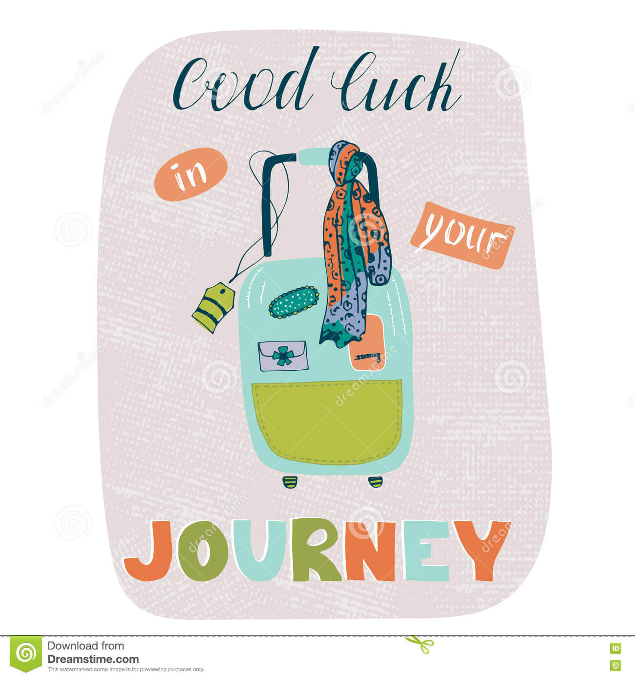 Travel Card With Suitcase Stock Vector. Illustration Of Within Good Luck Card Templates
