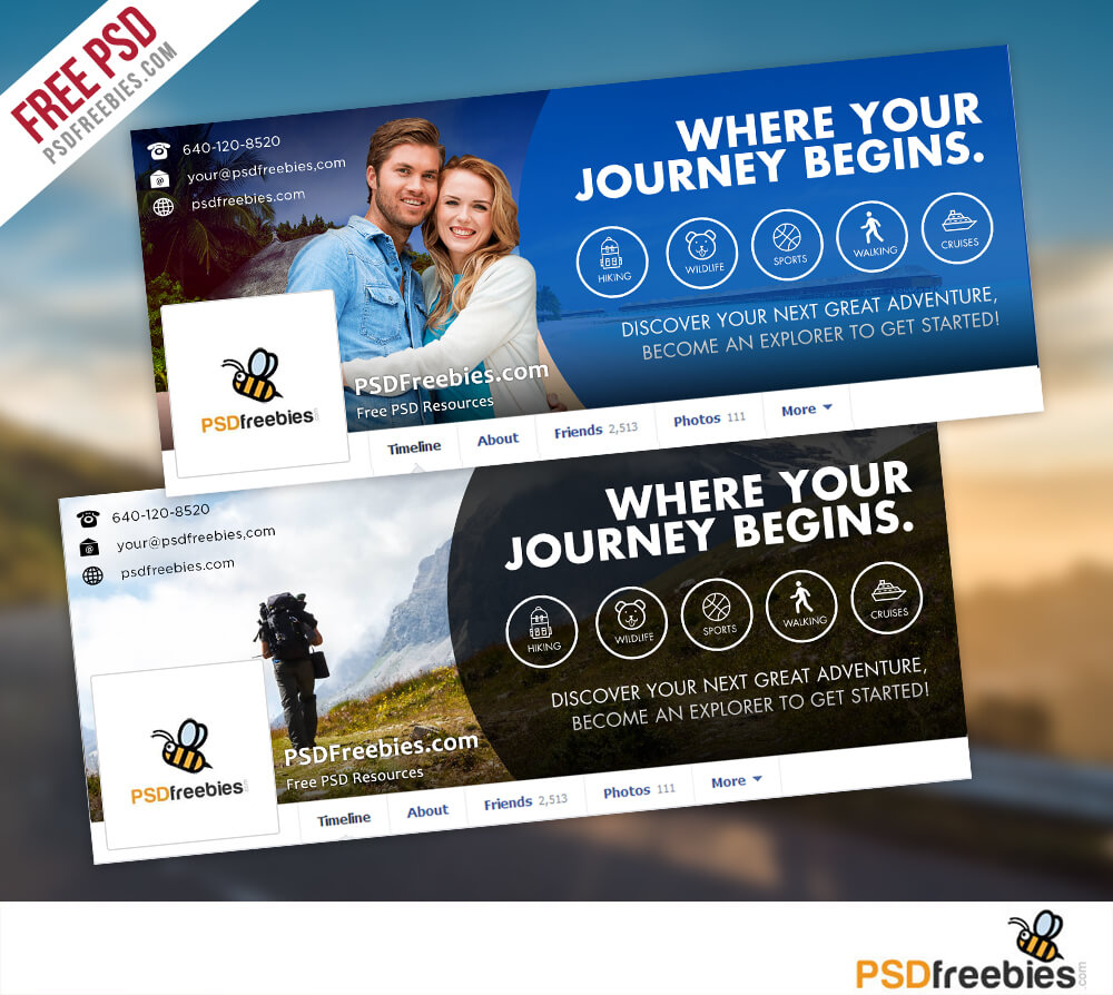 Travel Facebook Timeline Covers Free Psd Templates Pertaining To Photoshop Facebook Banner Template