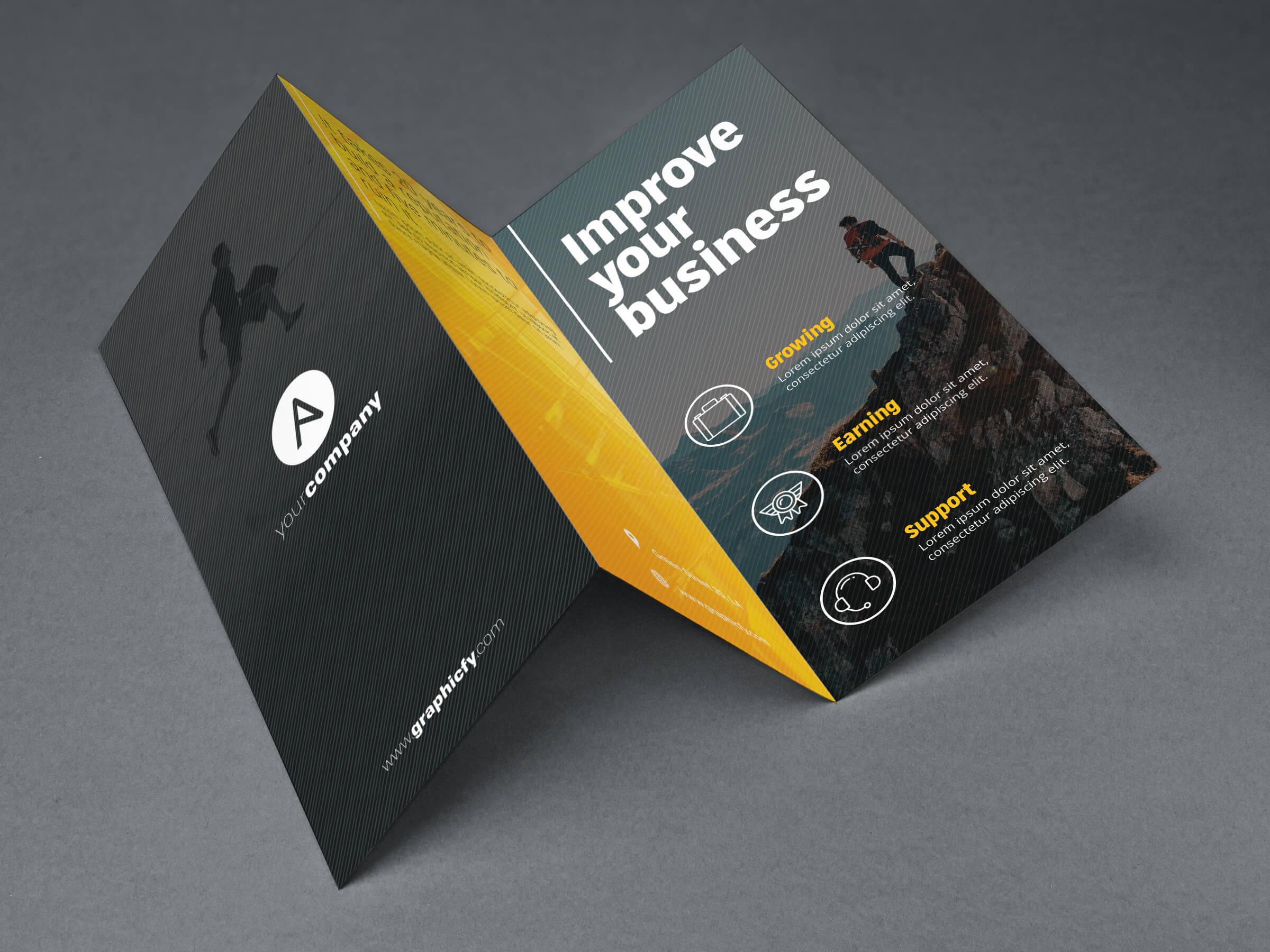Tri Fold Brochure Template Psd – Graphicfy Market Within Membership Brochure Template