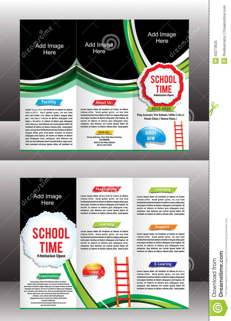 Tri Fold School Brochure Template Stock Vector Within Tri Fold School Brochure Template