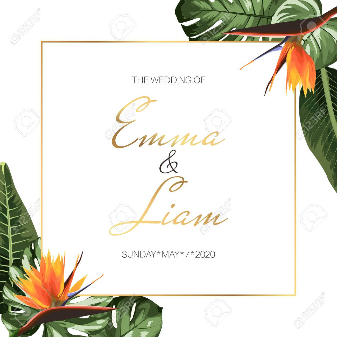 Tropical Exotic Wedding Event Invitation Card Template Design In Event Invitation Card Template