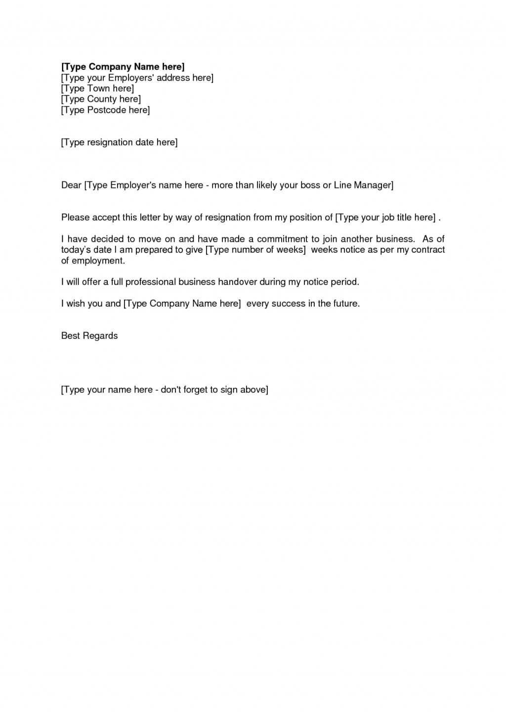 Two Weeks Notice Letter No Resignation Example And Writing Throughout Two Week Notice Template Word