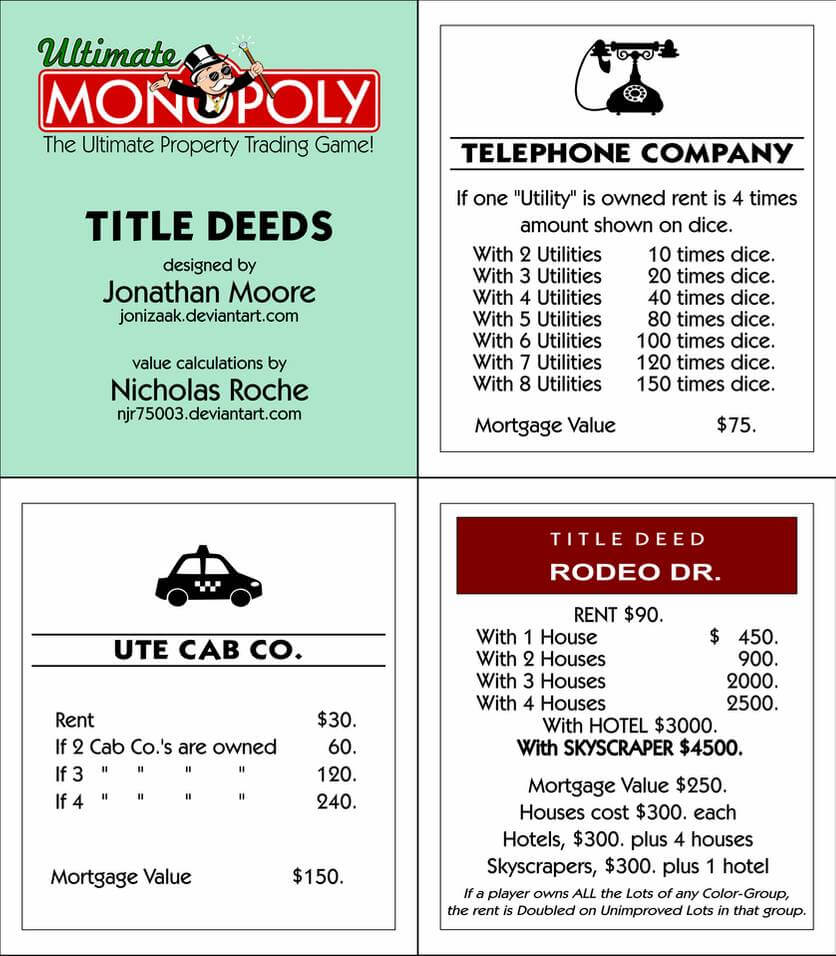 Ultimate Monopoly Title Deeds (Printable)Jonizaak On Regarding Monopoly Property Cards Template