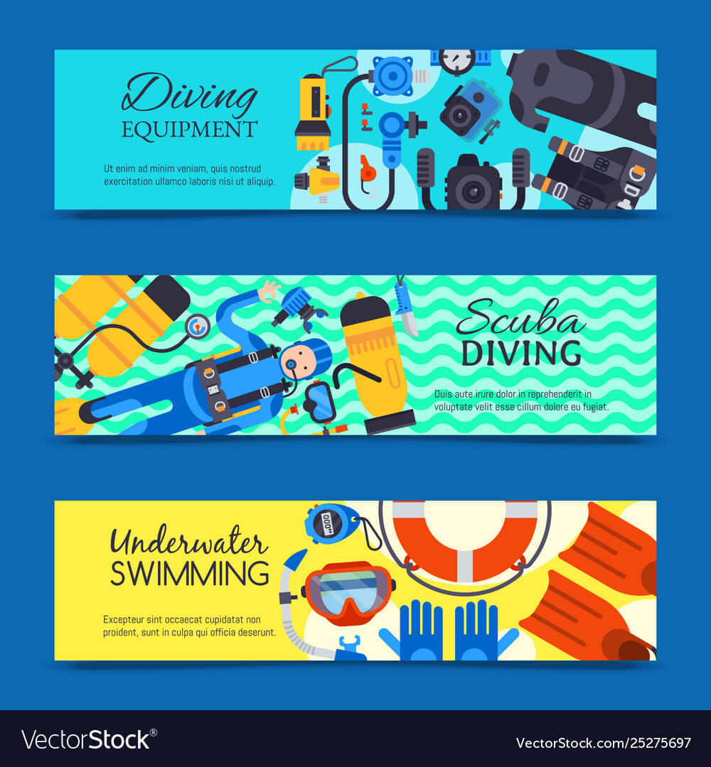 Underwater Diving Sport Banner Poster Templates Intended For Sports Banner Templates