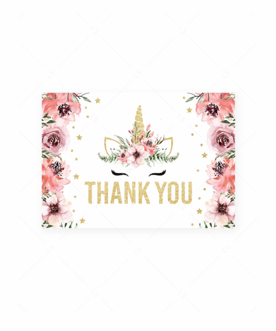 Unicorn Thank You Note Cards Printableslittlesizzle Intended For Thank You Card Template For Baby Shower