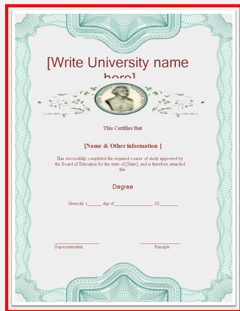 University Degree Certificate Template | Templates At With College Graduation Certificate Template
