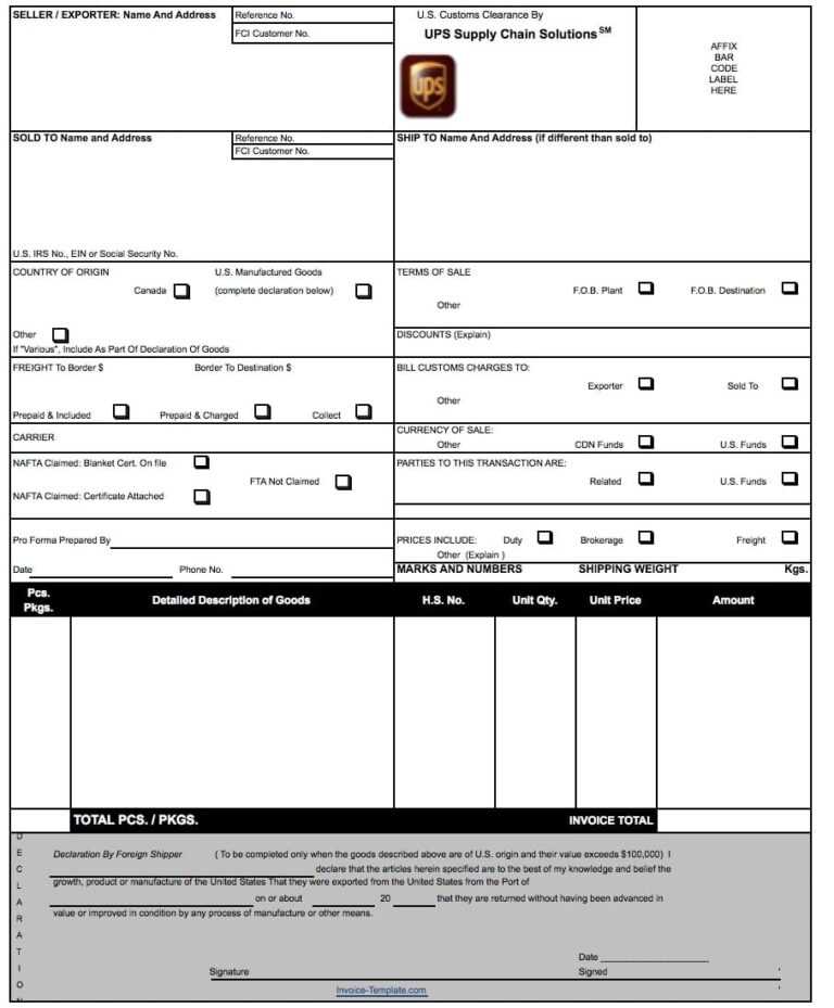 Ups Commercial Invoice Pdf Apcc2017 With Commercial Invoice Template