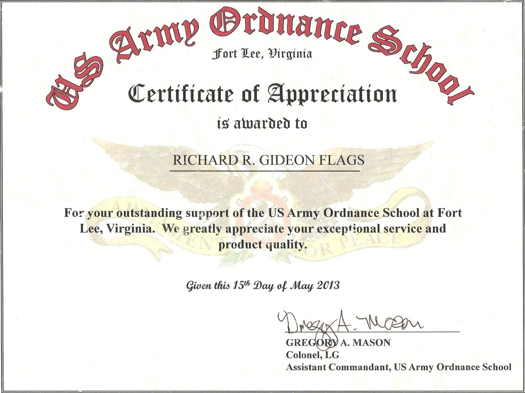 Us Army Certificate Of Achievement Template Within Army Certificate Of Appreciation Template