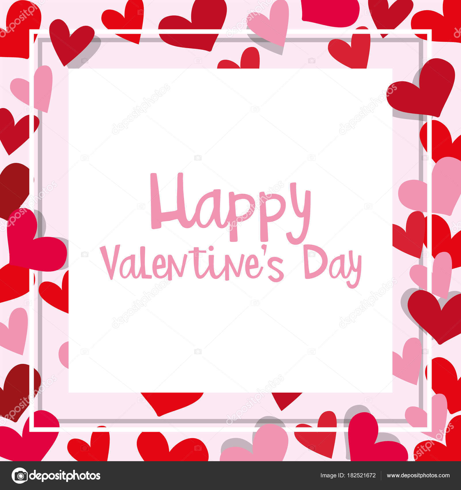 Valentine Card Template With Heart Frame — Stock Vector Within Valentine Card Template Word