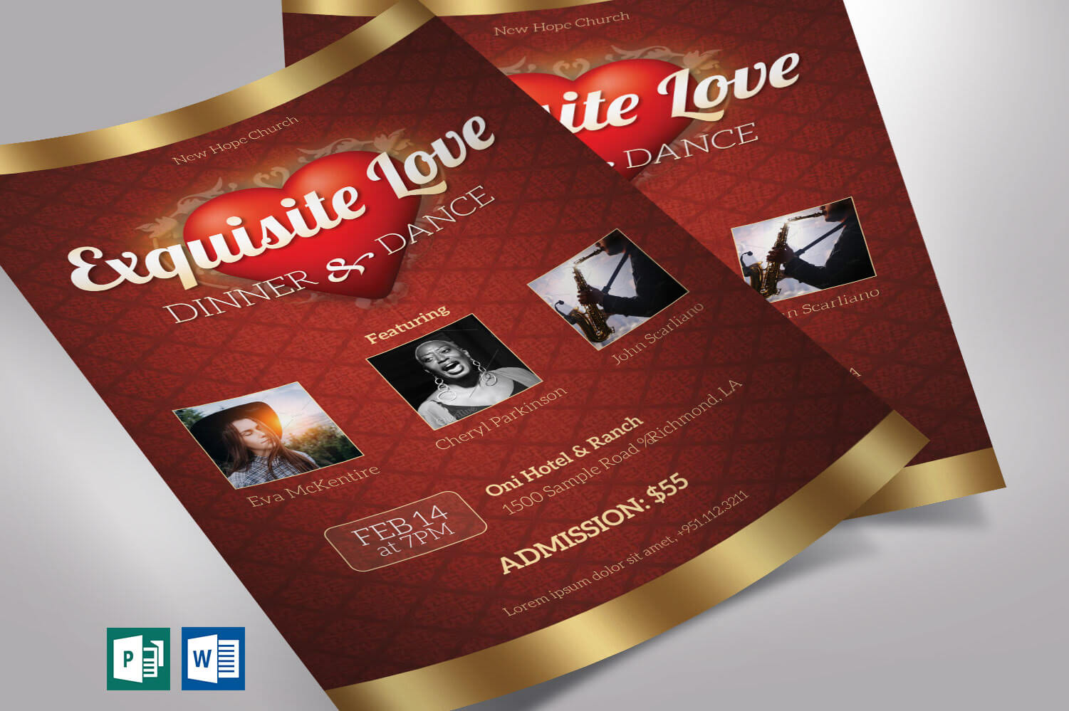 Valentines Dinner Dance Flyer Word Publisher Template On Behance Intended For Dance Flyer Template Word