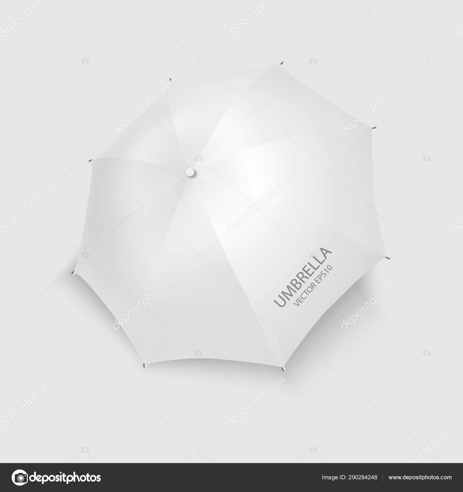 Vector 3D Realistic Render White Blank Umbrella Icon Closeup In Blank Umbrella Template