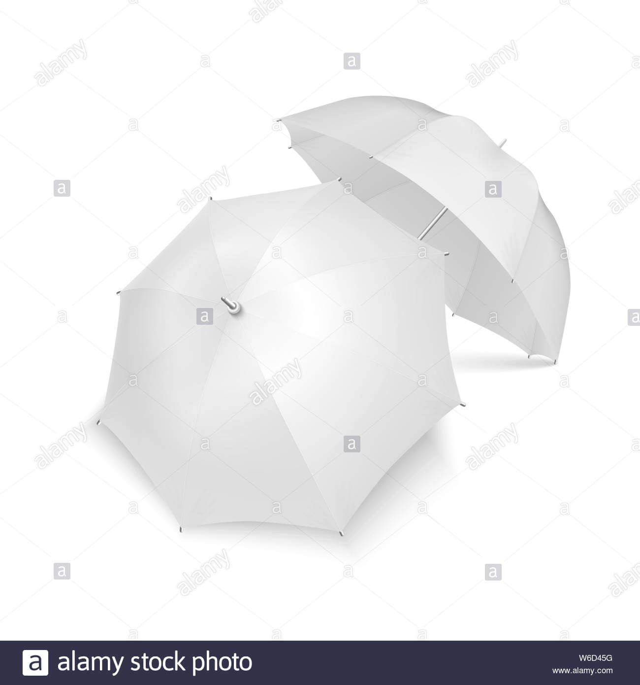 Vector 3D Realistic Render White Blank Umbrella Icon Set With Blank Umbrella Template