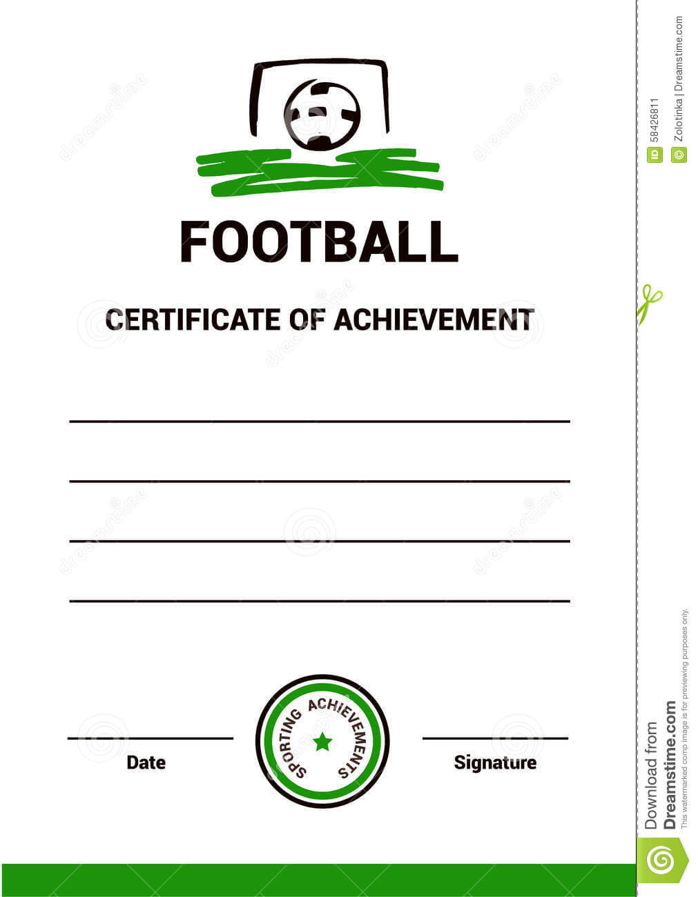 Vector Certificate Template Football Stock Vector Intended For Football Certificate Template