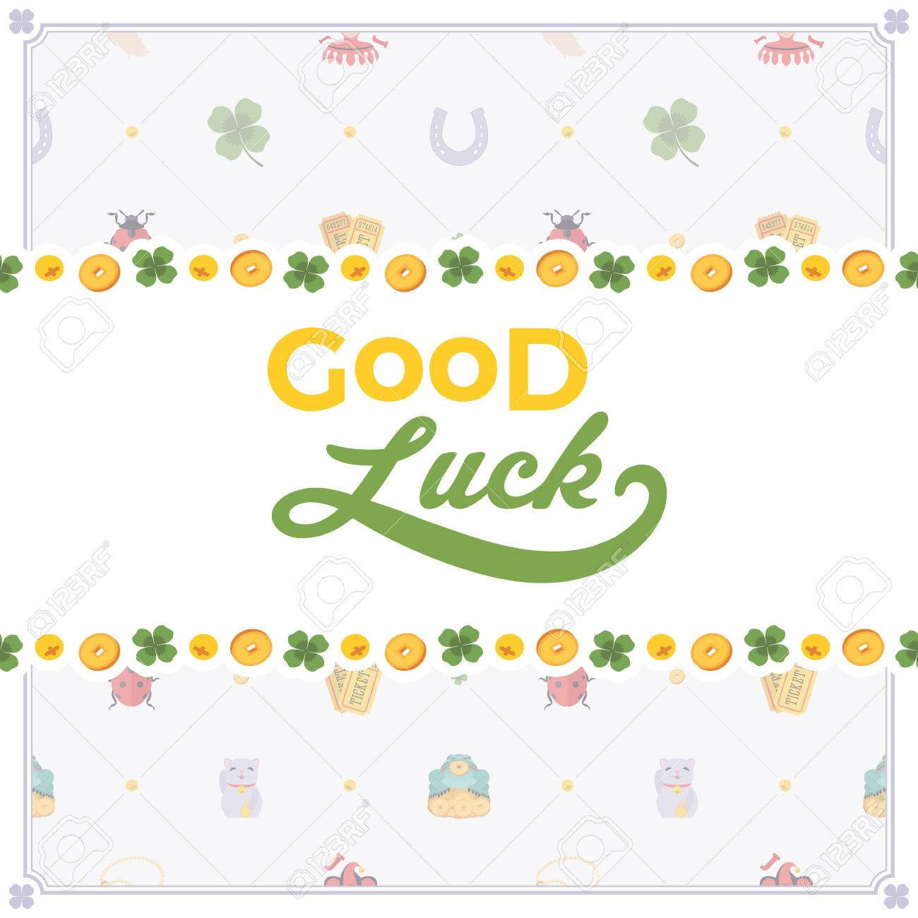 Vector Decorating Design Made Of Lucky Charms, And The Words.. Within Good Luck Card Templates