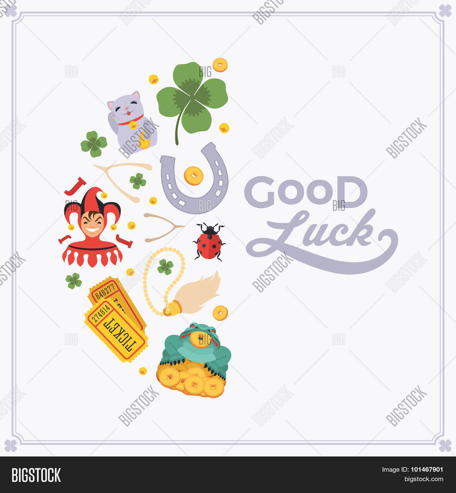 Vector Decorating Vector & Photo (Free Trial) | Bigstock Intended For Good Luck Card Template