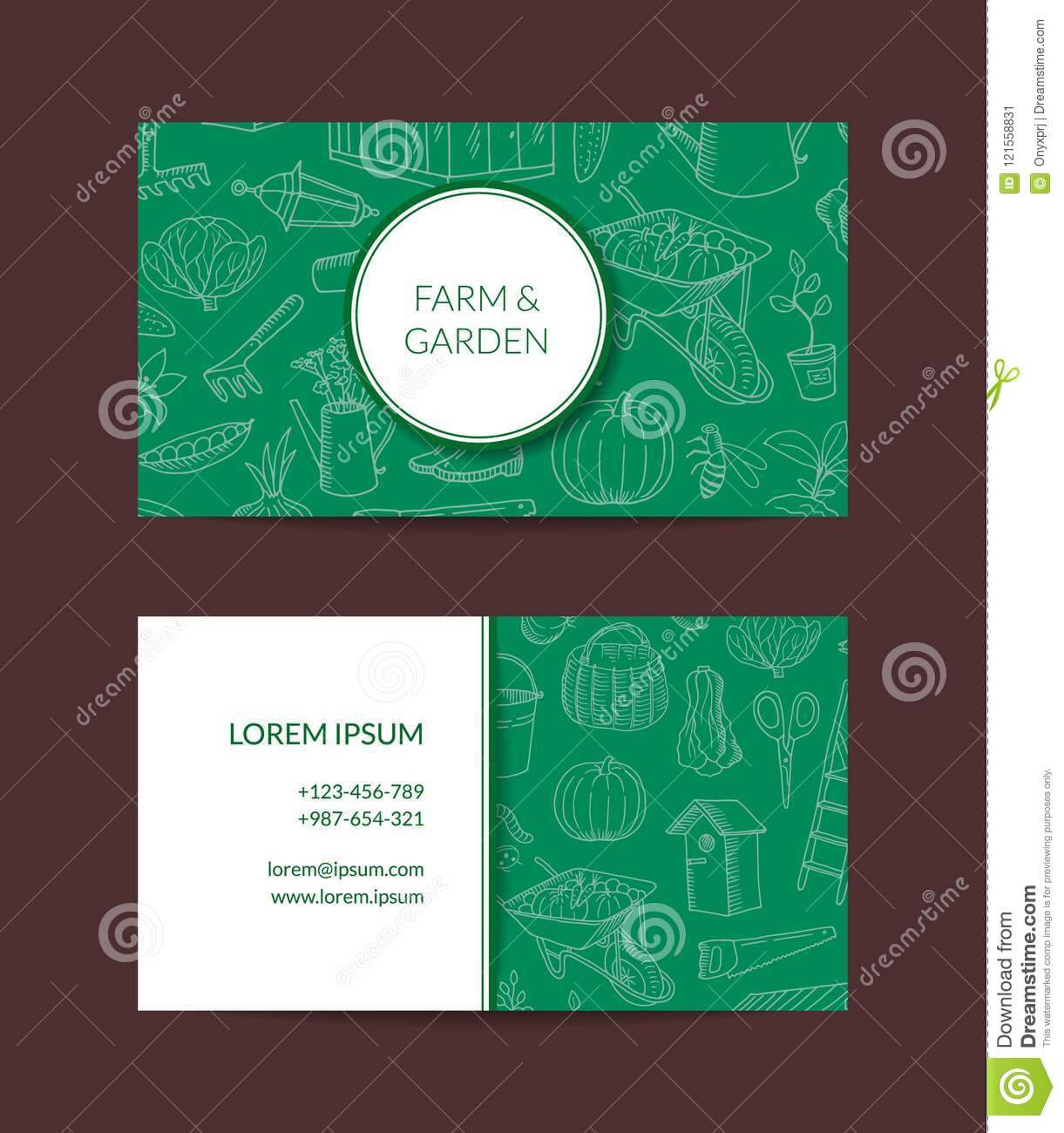 Vector Gardening Doodle Icons Business Card Stock Vector For Gardening Business Cards Templates