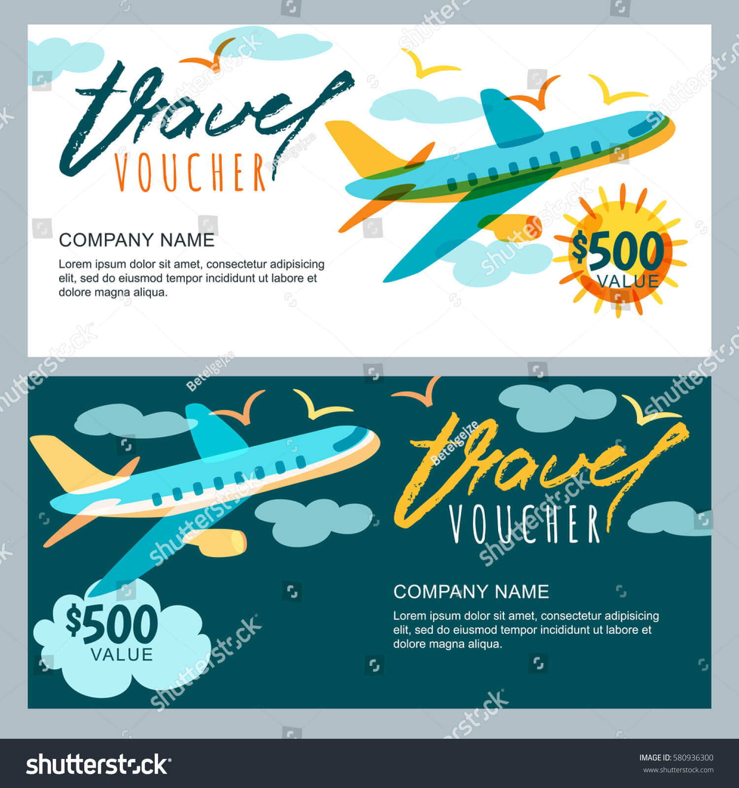 Vector Gift Travel Voucher Template Multicolor Stock Vector In Free Travel Gift Certificate Template