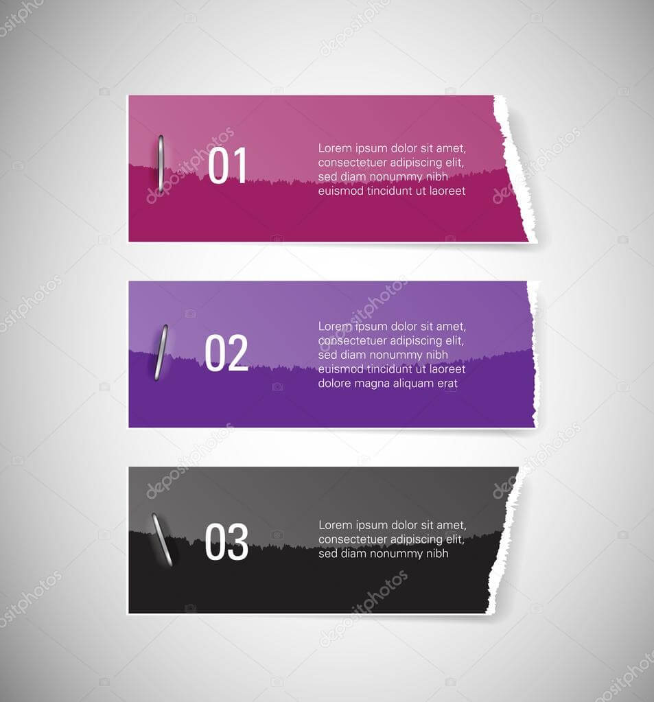 Vector Glossy Torn Paper Banners With Staples — Stock Vector Inside Staples Banner Template
