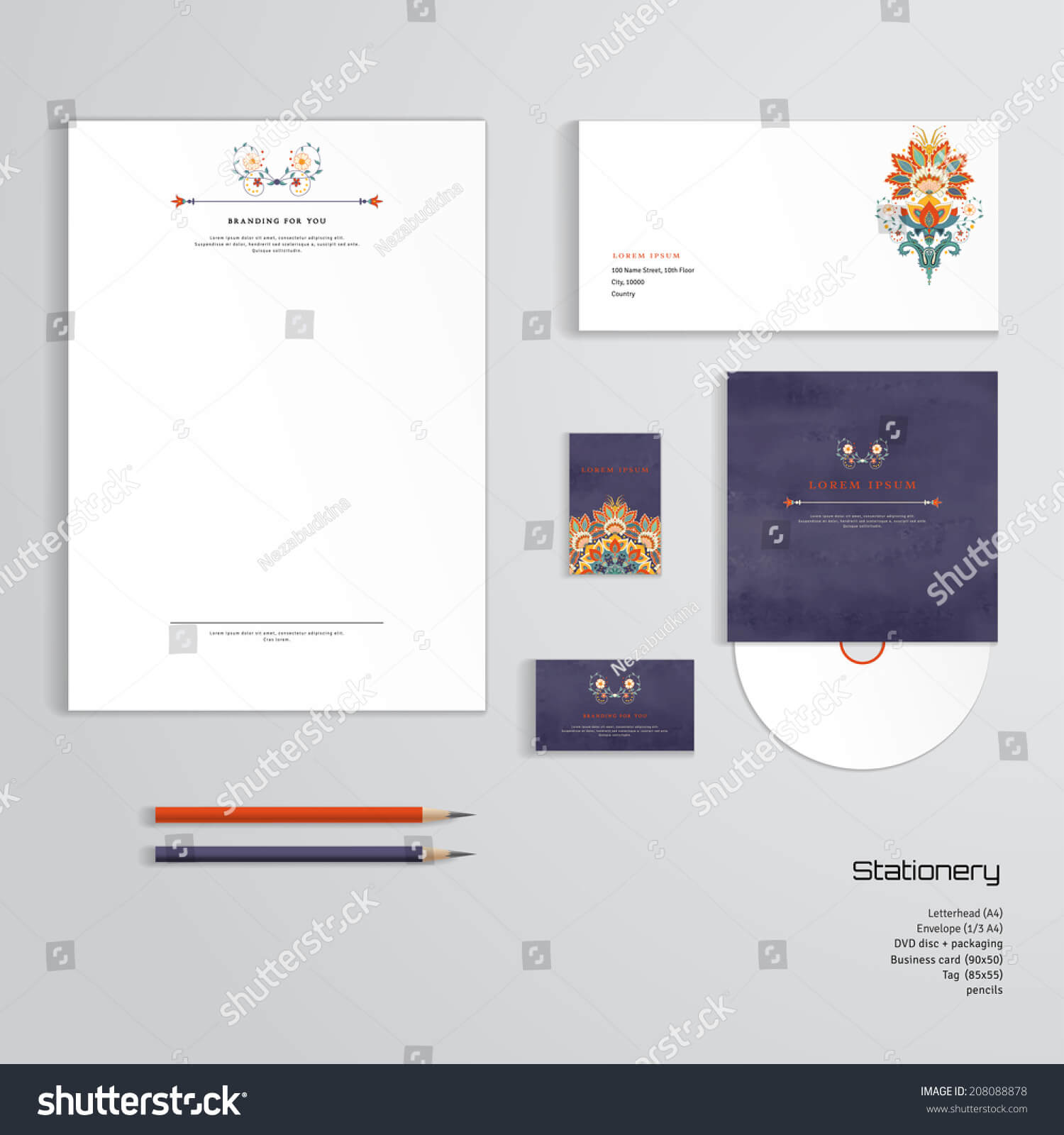 Vector Identity Templates Letterhead Envelope Business Stock Intended For Business Card Letterhead Envelope Template