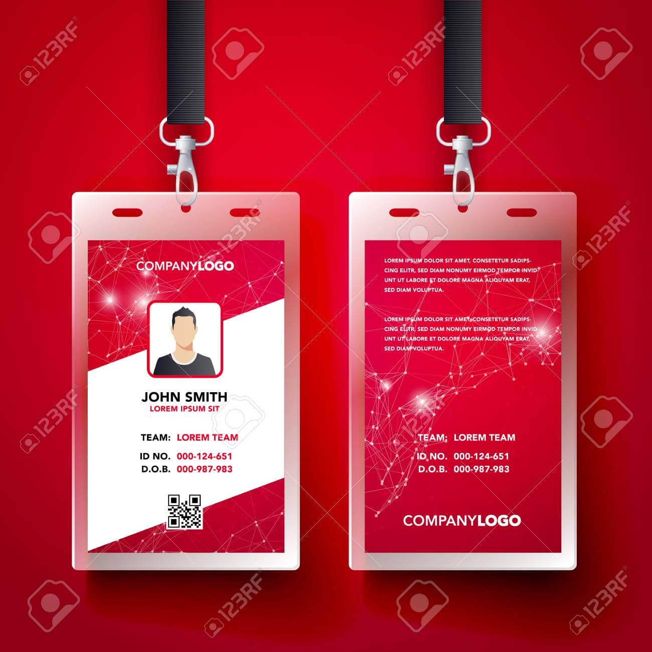 Vector Illustration Red Corporate Id Card Design Template Set Pertaining To Company Id Card Design Template