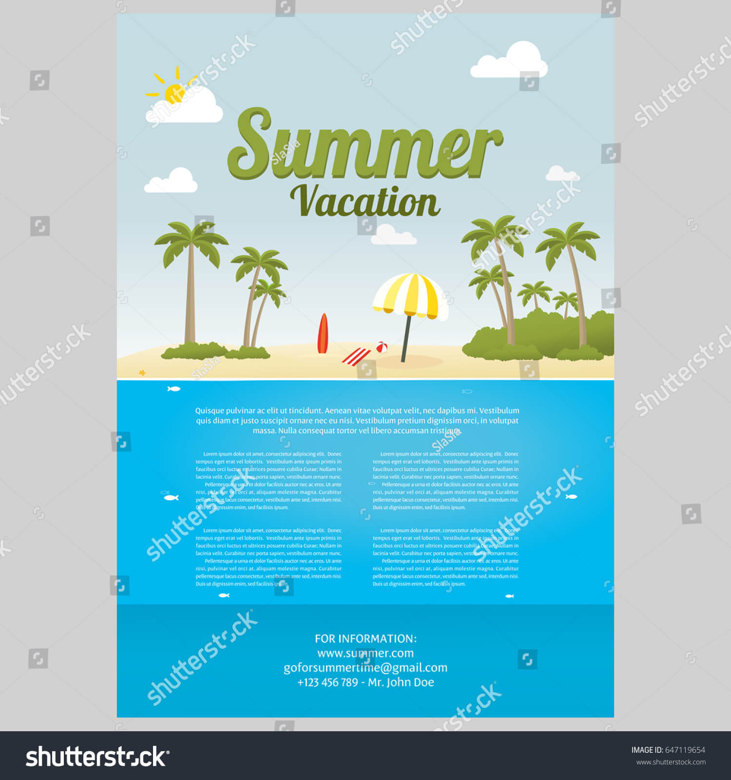 Vector Illustration Sea Island Beach Background Stock Vector Within Island Brochure Template